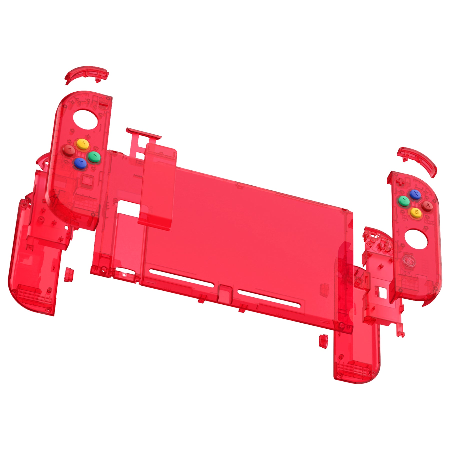 eXtremeRate Replacement Full Set Shells with Buttons for Nintendo Switch - Crystal Clear Red eXtremeRate