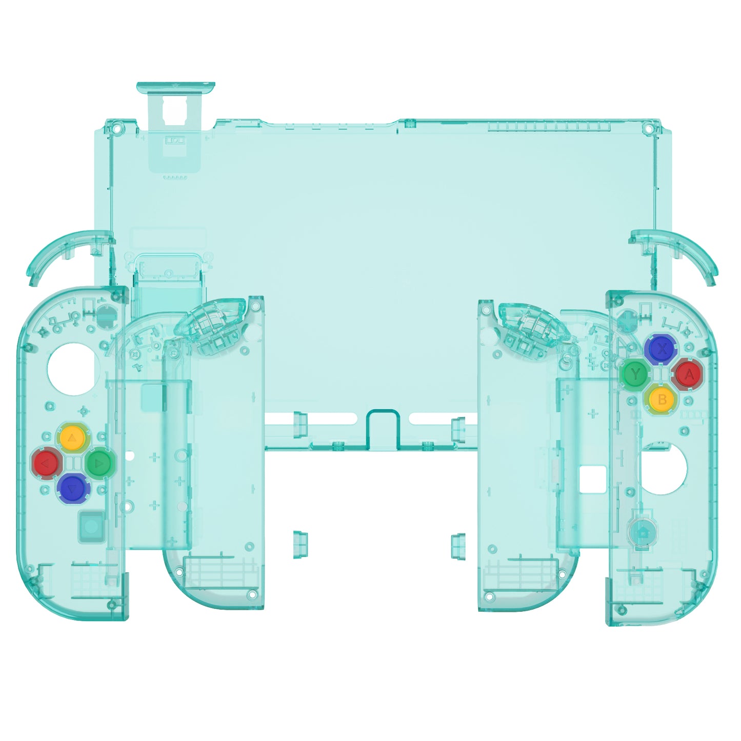 eXtremeRate Replacement Full Set Shells with Buttons for Nintendo Switch - Crystal Emerald Green