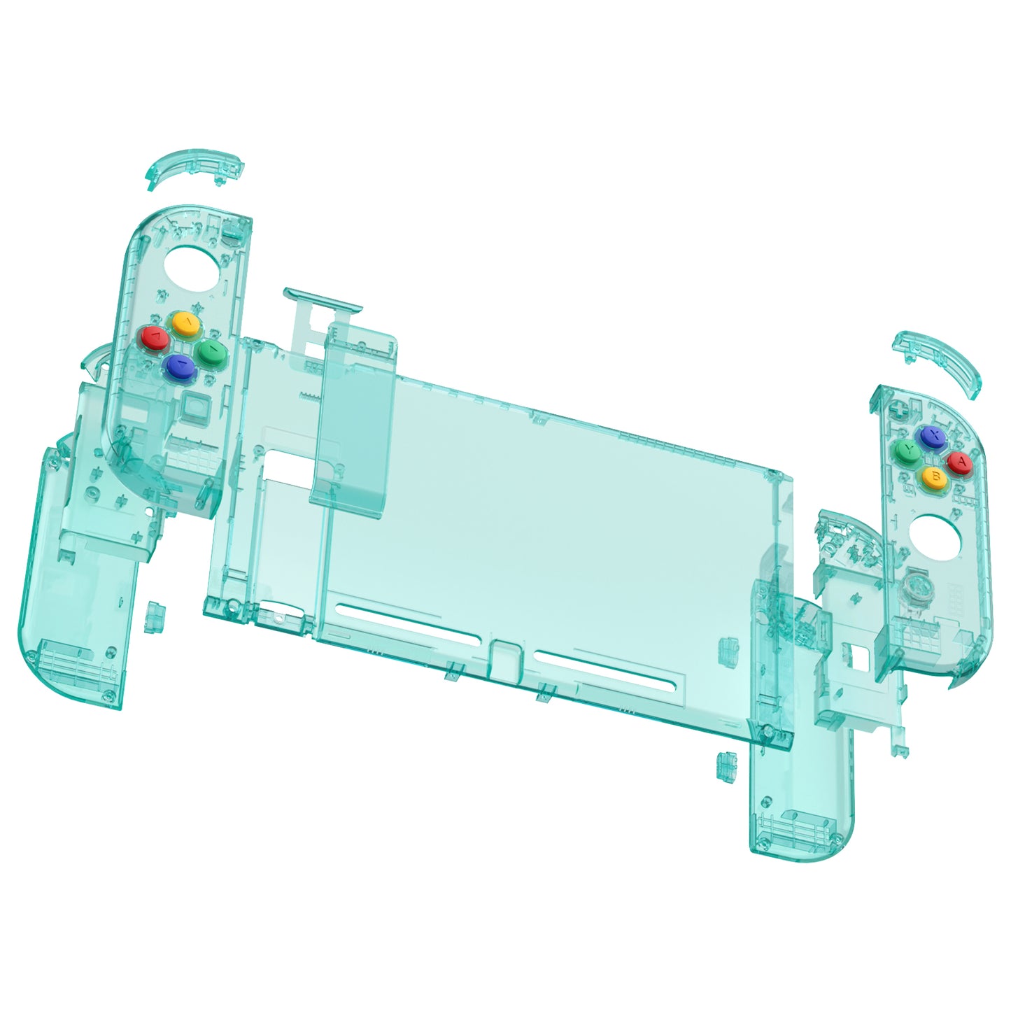 eXtremeRate Replacement Full Set Shells with Buttons for Nintendo Switch - Crystal Emerald Green