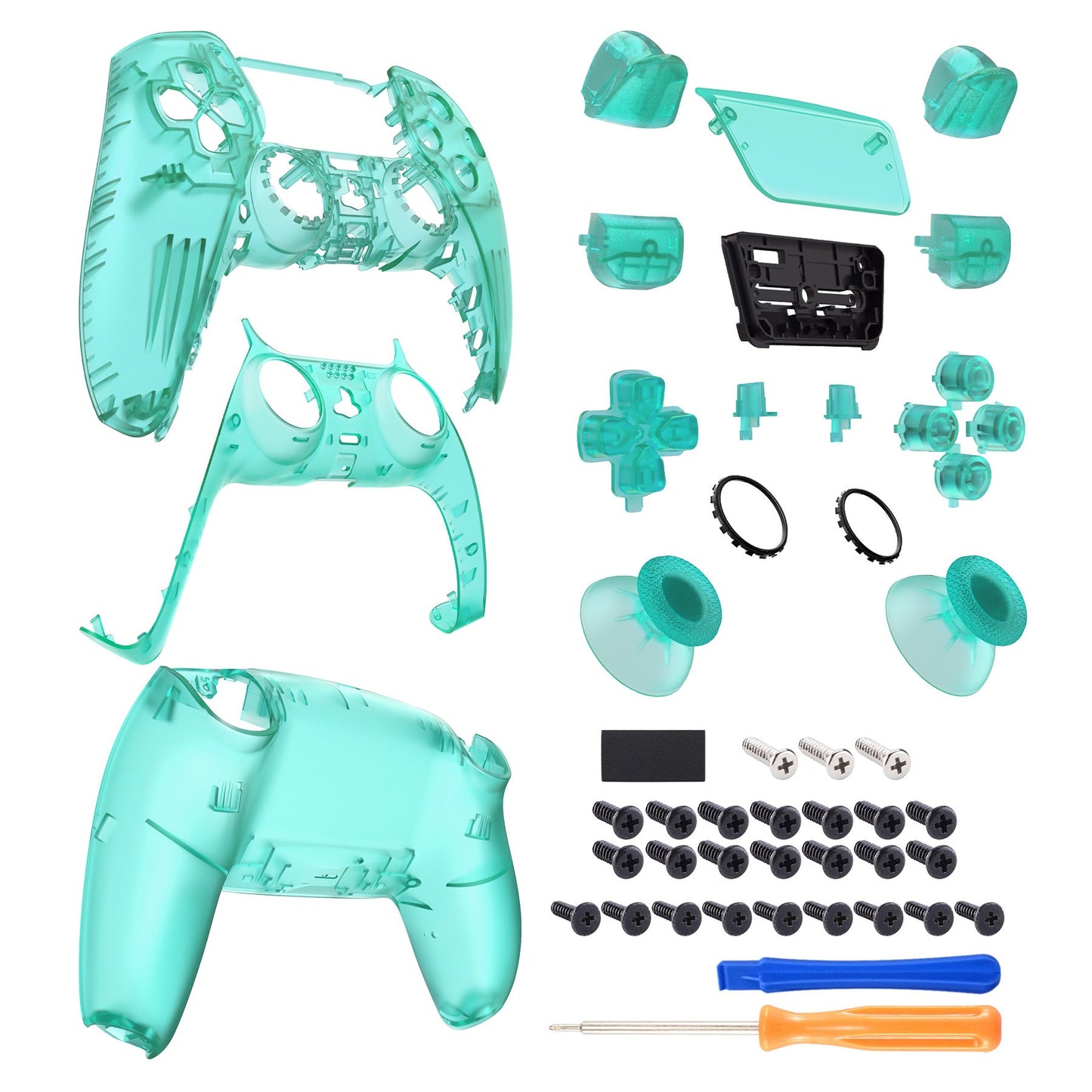 eXtremeRate Replacement Full Set Shells with Buttons Compatible with PS5 Controller BDM-010/020 - Emerald Green eXtremeRate