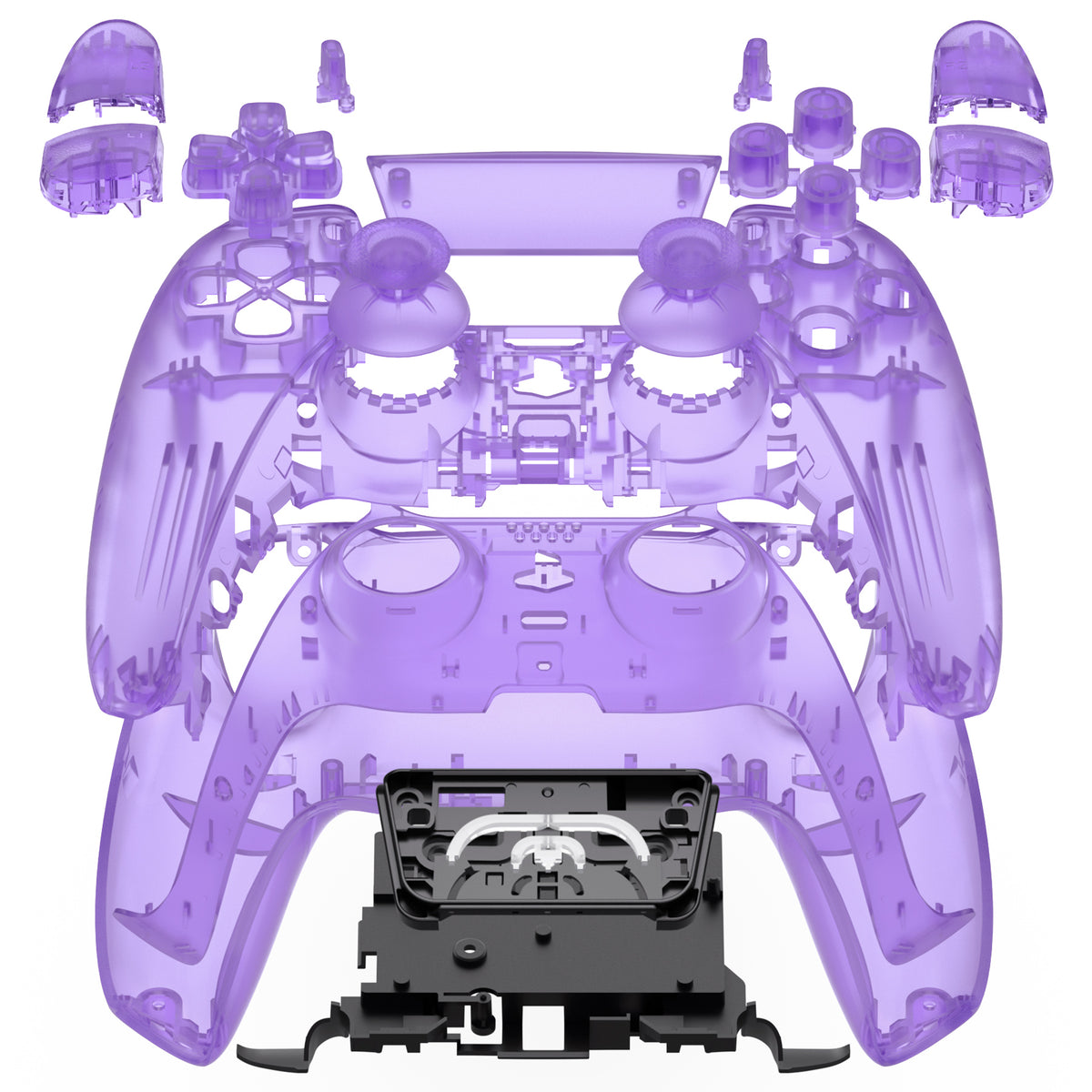 eXtremeRate Replacement Full Set Shells with Buttons Compatible with PS5 Controller BDM-030/040/050/060 - Clear Atomic Purple