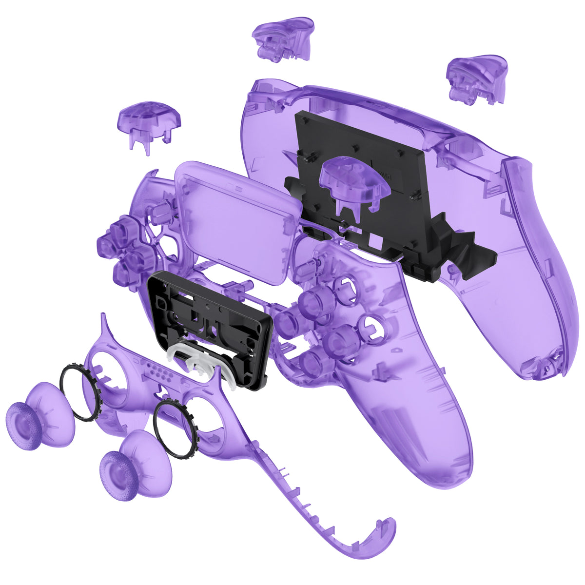 eXtremeRate Replacement Full Set Shells with Buttons Compatible with PS5 Controller BDM-030/040/050/060 - Clear Atomic Purple
