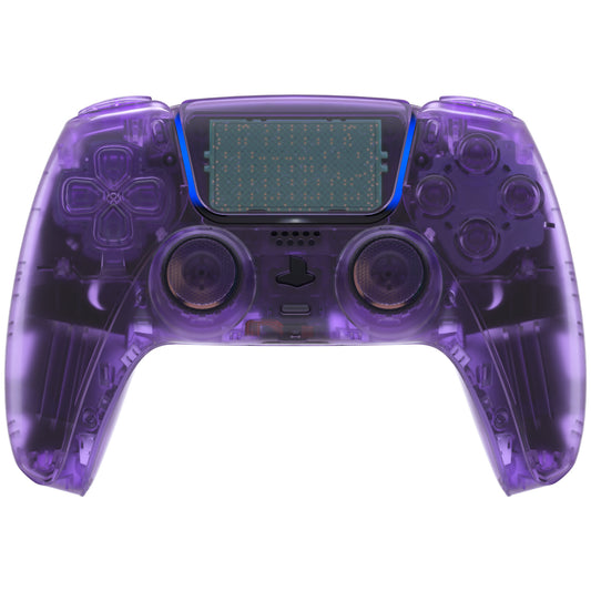 eXtremeRate Replacement Full Set Shells with Buttons Compatible with PS5 Controller BDM-030/040/050/060 - Clear Atomic Purple