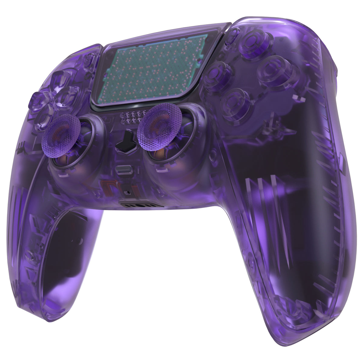 eXtremeRate Replacement Full Set Shells with Buttons Compatible with PS5 Controller BDM-030/040/050/060 - Clear Atomic Purple