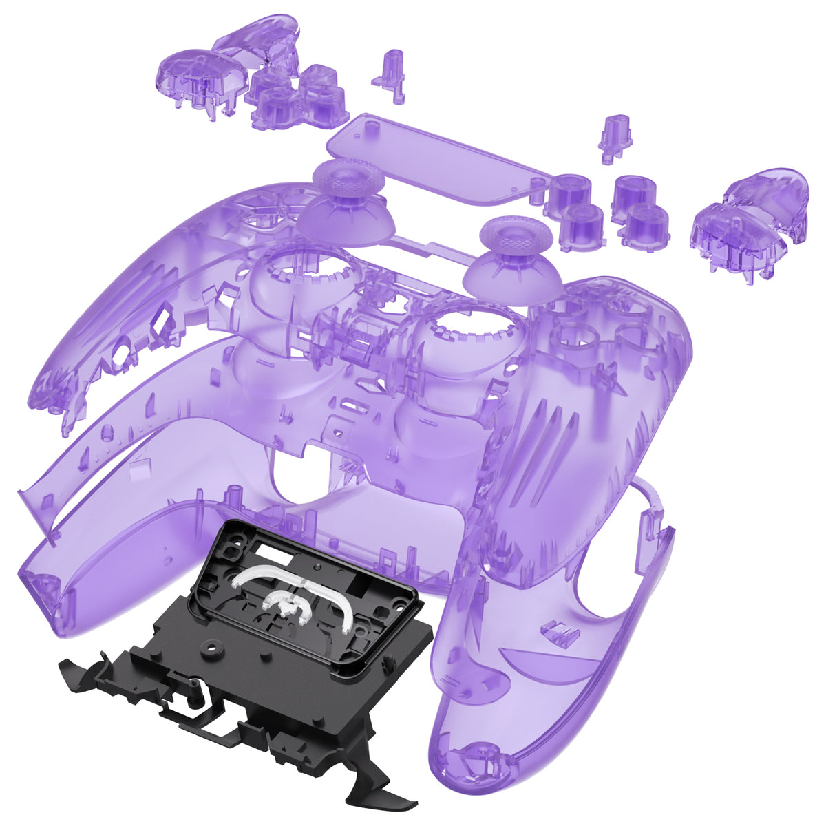 eXtremeRate Replacement Full Set Shells with Buttons Compatible with PS5 Controller BDM-030/040/050/060 - Clear Atomic Purple