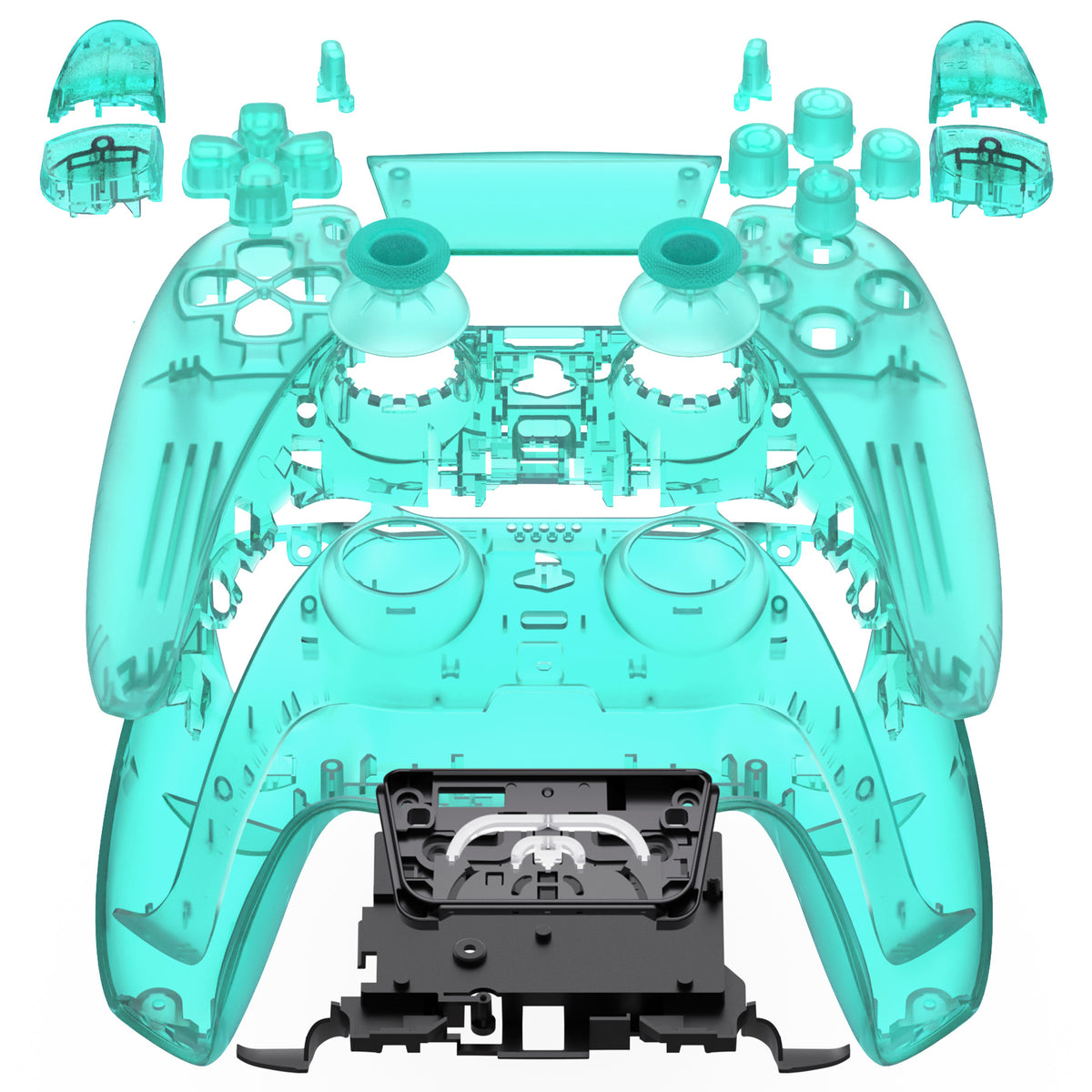 eXtremeRate Replacement Full Set Shells with Buttons Compatible with PS5 Controller BDM-030/040/050/060 - Emerald Green