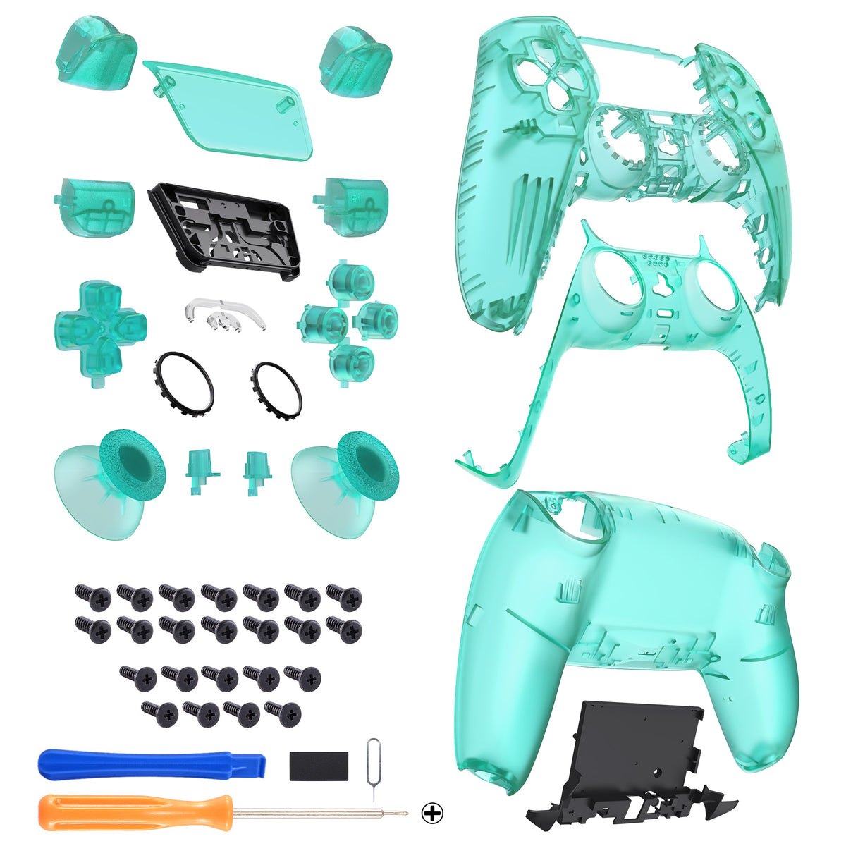 eXtremeRate Replacement Full Set Shells with Buttons Compatible with PS5 Controller BDM-030/040/050/060 - Emerald Green