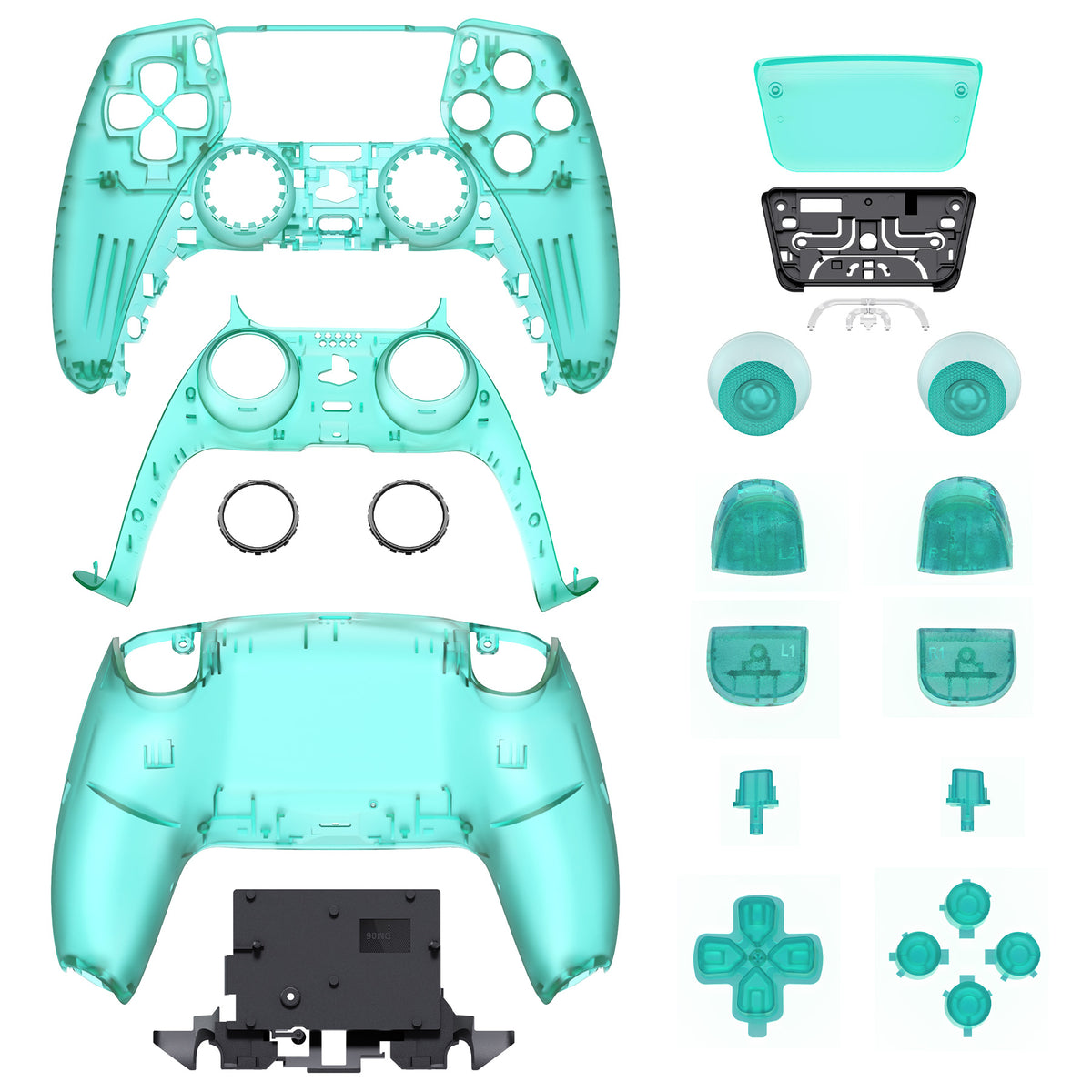 eXtremeRate Replacement Full Set Shells with Buttons Compatible with PS5 Controller BDM-030/040/050/060 - Emerald Green