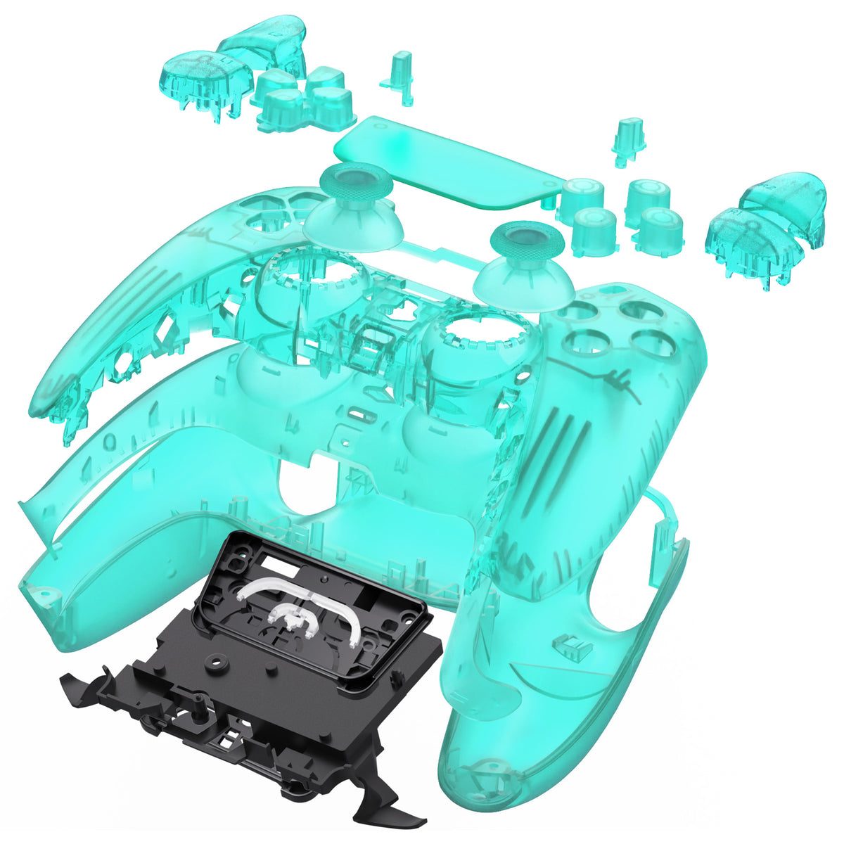 eXtremeRate Replacement Full Set Shells with Buttons Compatible with PS5 Controller BDM-030/040/050/060 - Emerald Green
