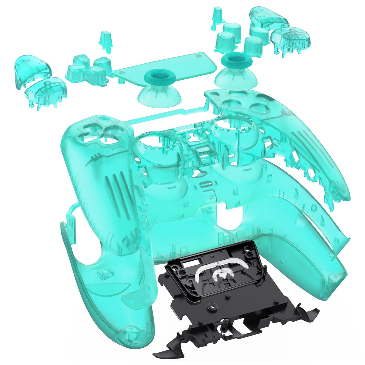 eXtremeRate Replacement Full Set Shells with Buttons Compatible with PS5 Controller BDM-030/040/050/060 - Emerald Green