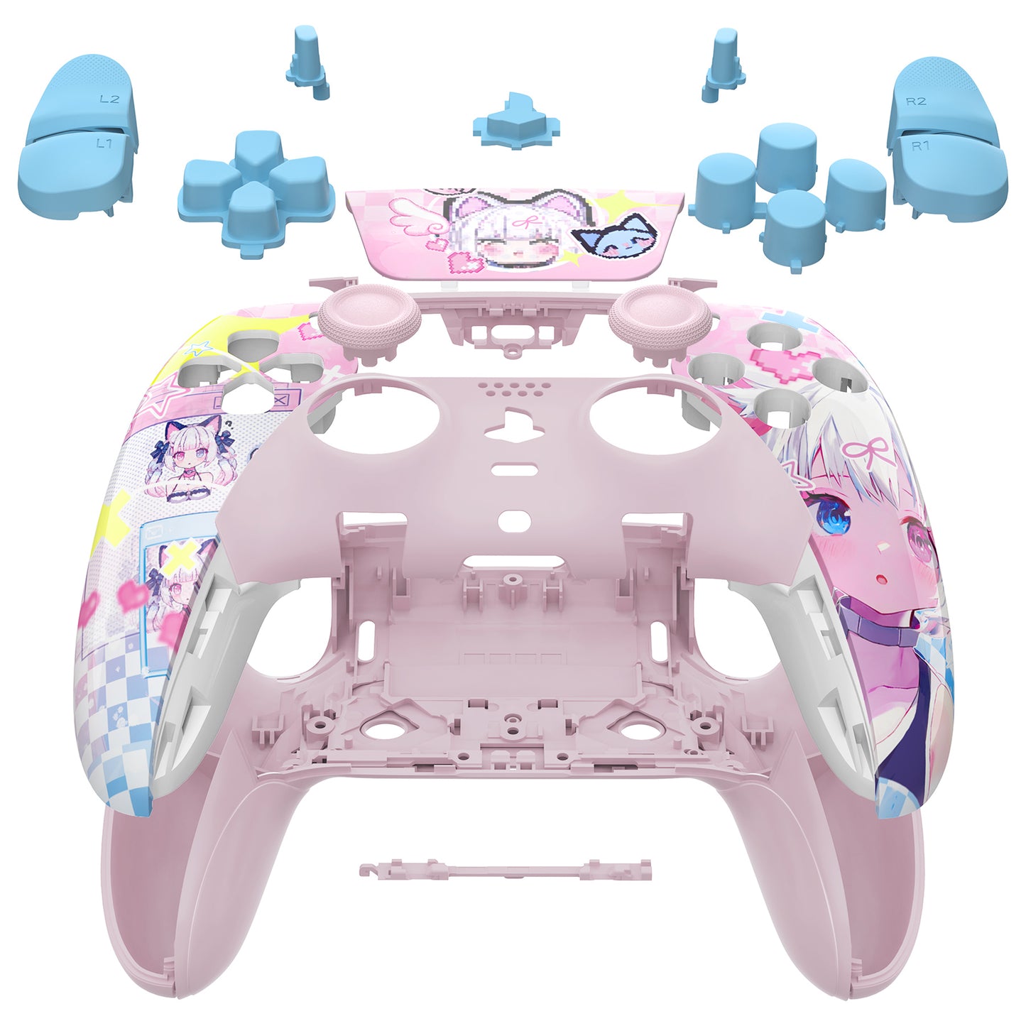 eXtremeRate Replacement Full Set Shells with Buttons Compatible with PS5 Edge Controller - MeWoow