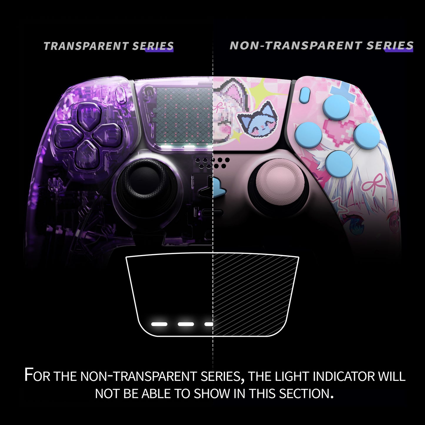 eXtremeRate Replacement Full Set Shells with Buttons Compatible with PS5 Edge Controller - MeWoow