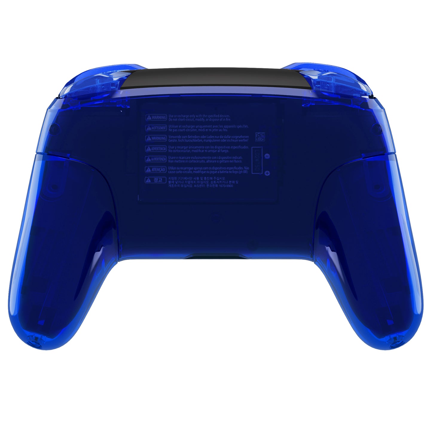 eXtremeRate Replacement Full Set Shell Faceplate Backplate Handles with Button Kit for Nintendo Switch Pro - Crystal Clear Blue