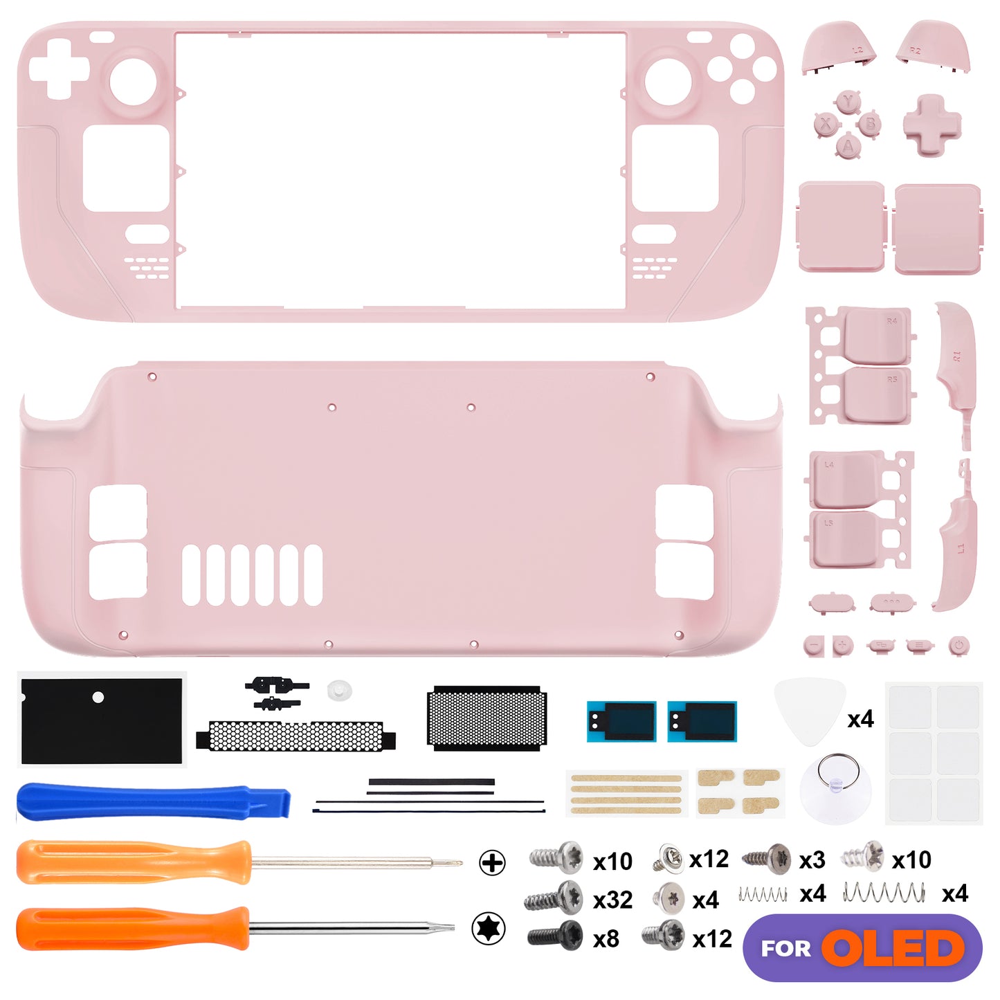 eXtremeRate Replacement Full Set Shell with Buttons for Steam Deck OLED - Cherry Blossoms Pink