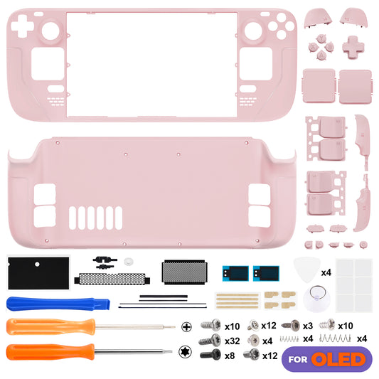 eXtremeRate Replacement Full Set Shell with Buttons for Steam Deck OLED - Cherry Blossoms Pink