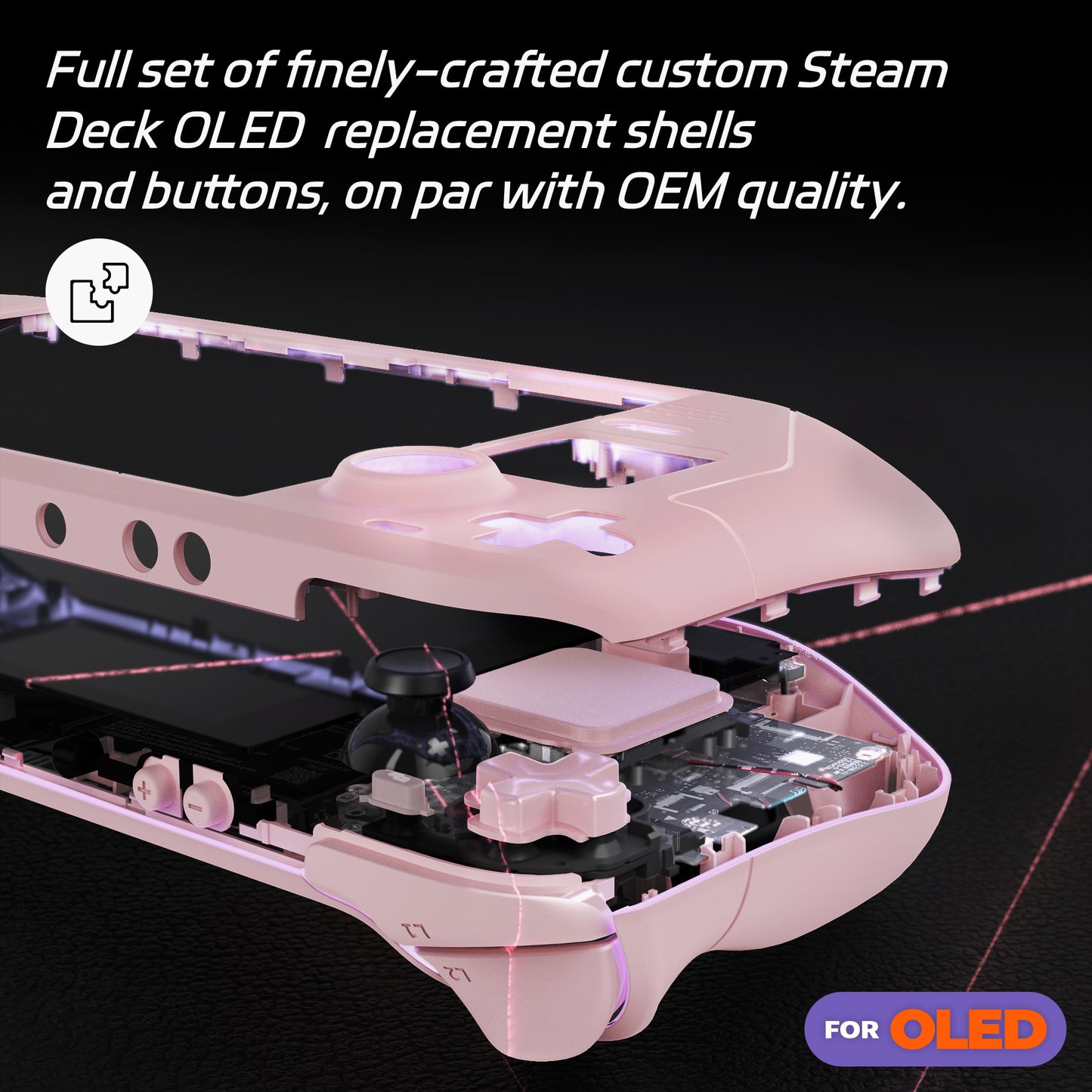 eXtremeRate Replacement Full Set Shell with Buttons for Steam Deck OLED - Cherry Blossoms Pink