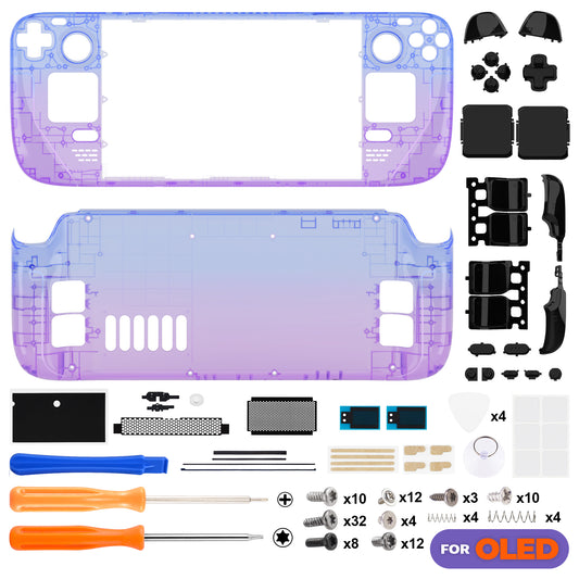 eXtremeRate Replacement Full Set Shell with Buttons for Steam Deck OLED - Gradient Translucent Bluebell