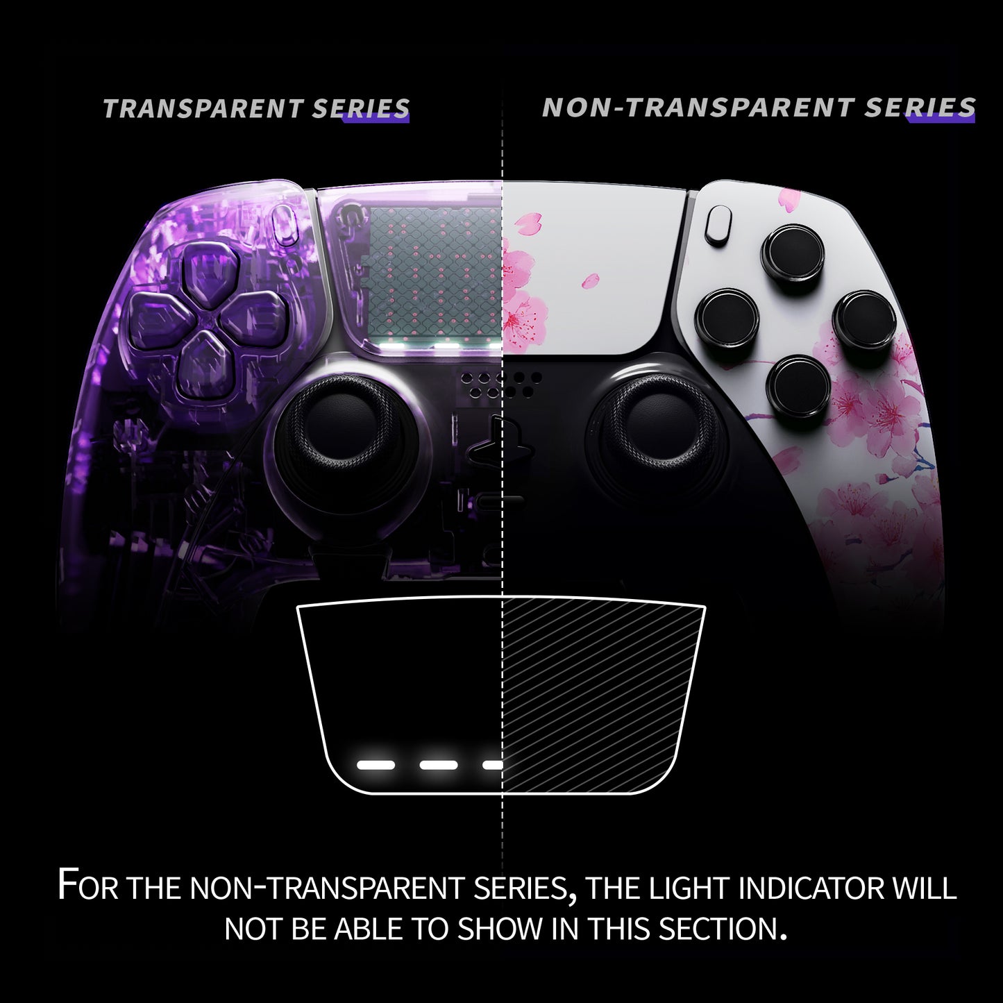 eXtremeRate Replacement Left Right Front Housing Shell with Touchpad Compatible with PS5 Edge Controller - Cherry Blossom Whisper