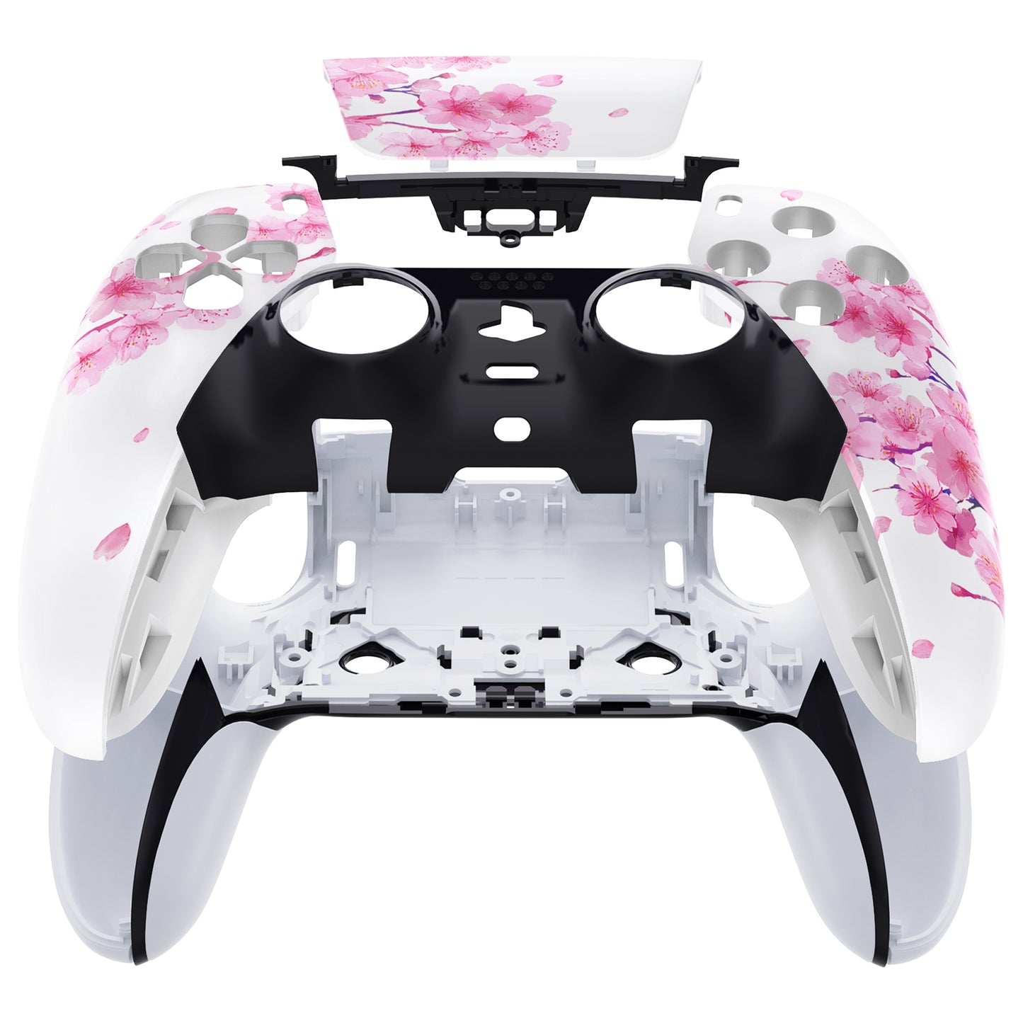 eXtremeRate Replacement Left Right Front Housing Shell with Touchpad Compatible with PS5 Edge Controller - Cherry Blossom Whisper