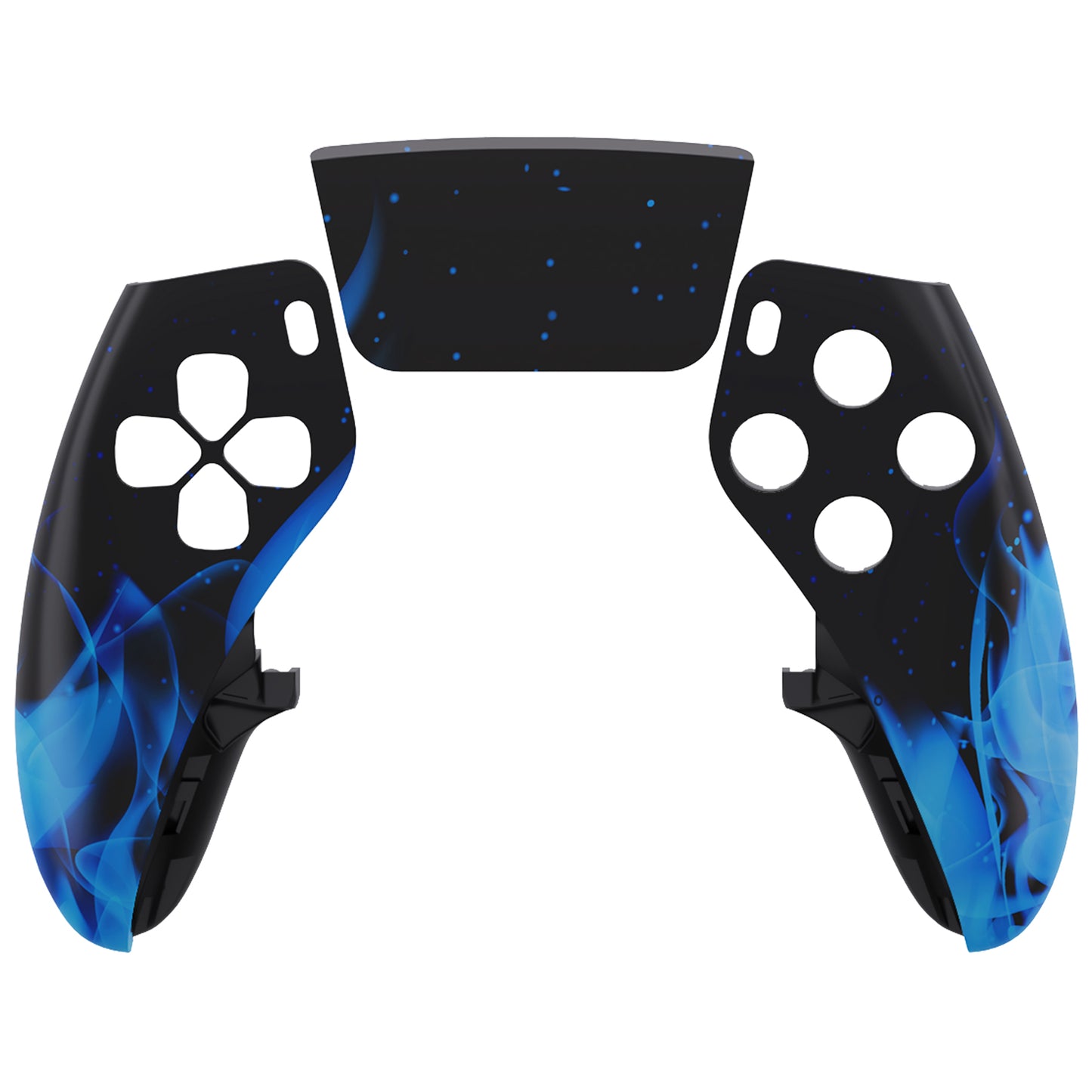 eXtremeRate Replacement Left Right Front Housing Shell with Touchpad Compatible with PS5 Edge Controller - Blue Flame