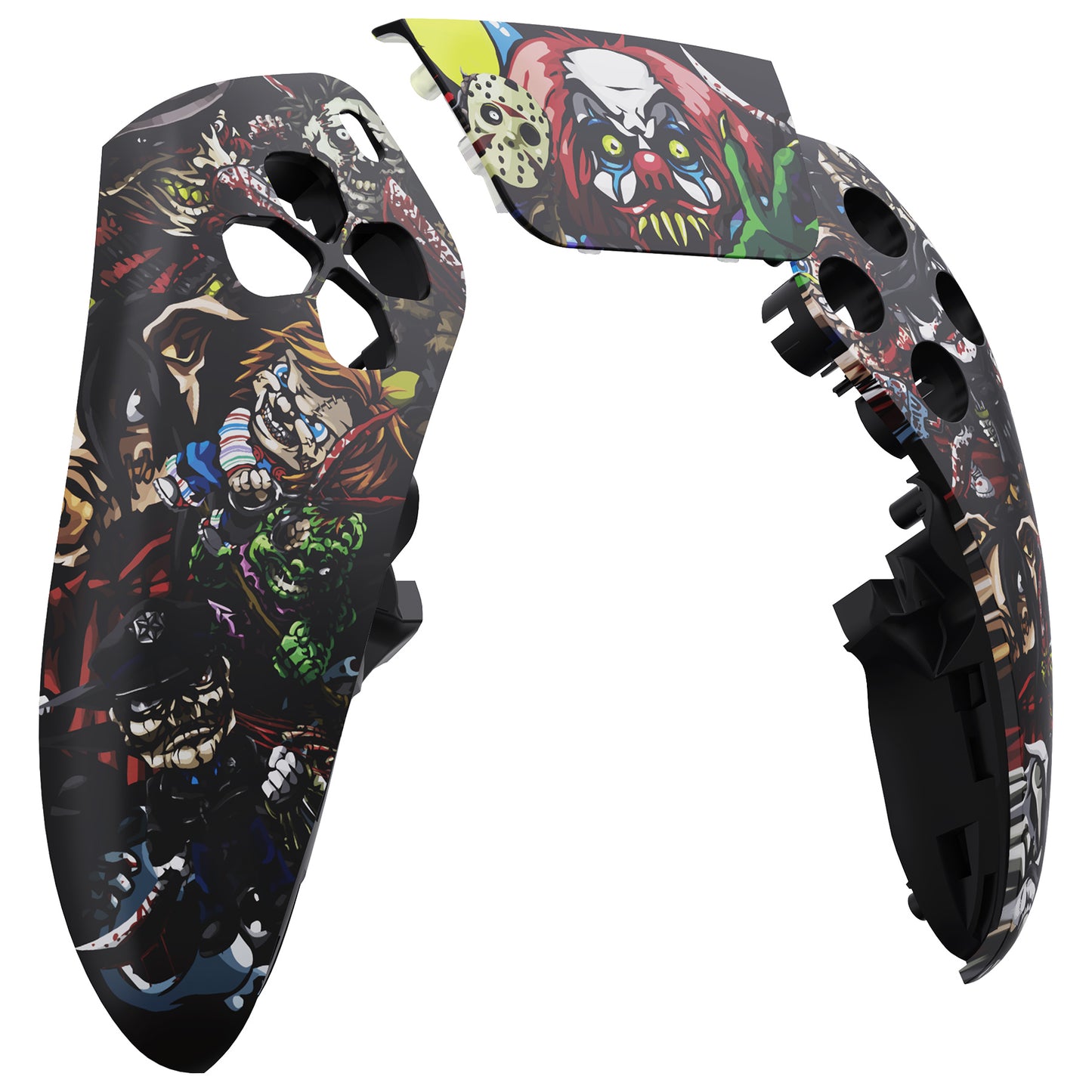 eXtremeRate Replacement Left Right Front Housing Shell with Touchpad Compatible with PS5 Edge Controller - Scary Party
