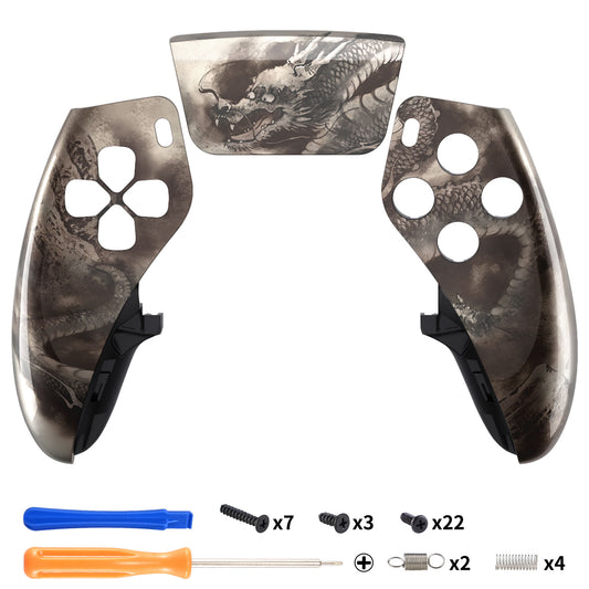 eXtremeRate Replacement Left Right Front Housing Shell with Touchpad Compatible with PS5 Edge Controller - Dragon Scroll