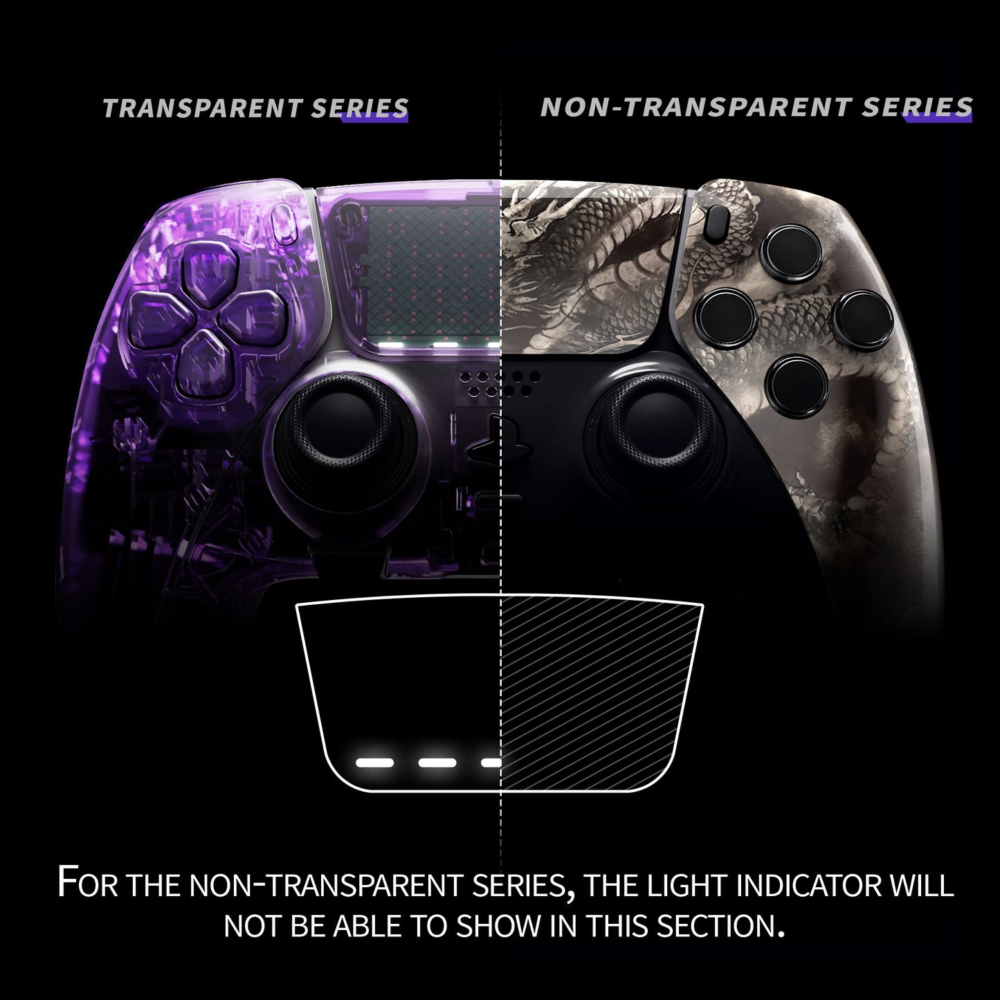 eXtremeRate Replacement Left Right Front Housing Shell with Touchpad Compatible with PS5 Edge Controller - Dragon Scroll