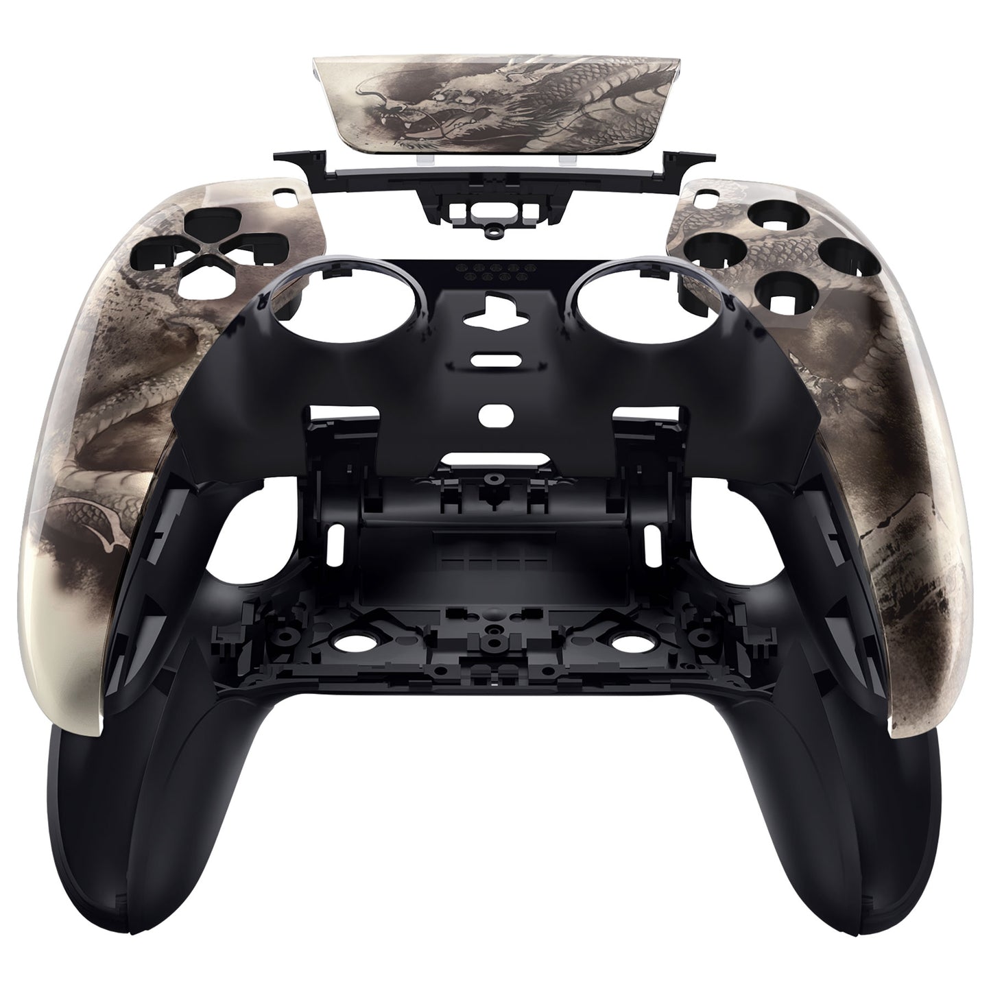 eXtremeRate Replacement Left Right Front Housing Shell with Touchpad Compatible with PS5 Edge Controller - Dragon Scroll