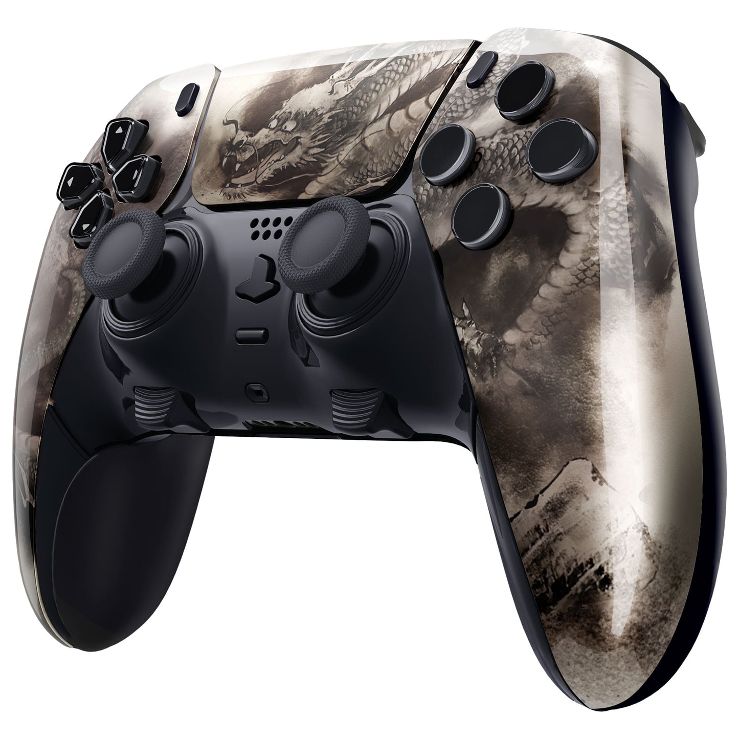 eXtremeRate Replacement Left Right Front Housing Shell with Touchpad Compatible with PS5 Edge Controller - Dragon Scroll