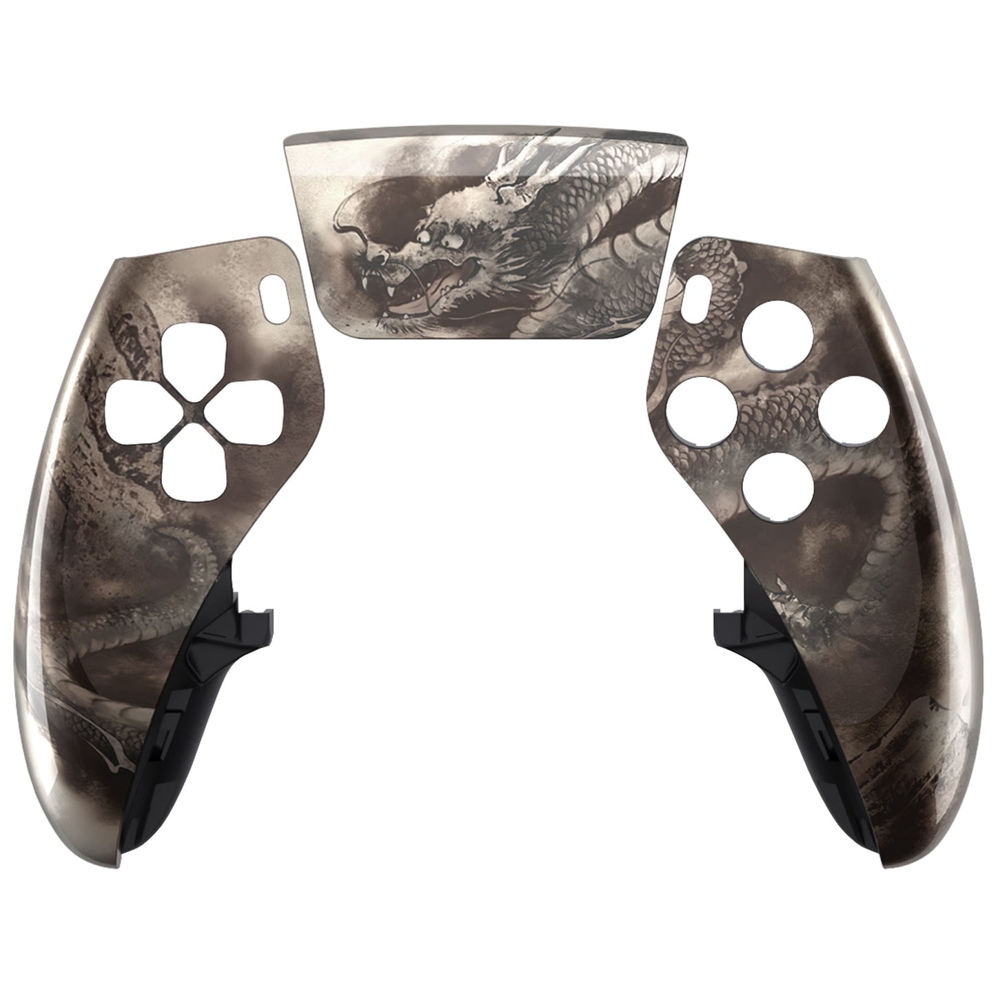 eXtremeRate Replacement Left Right Front Housing Shell with Touchpad Compatible with PS5 Edge Controller - Dragon Scroll