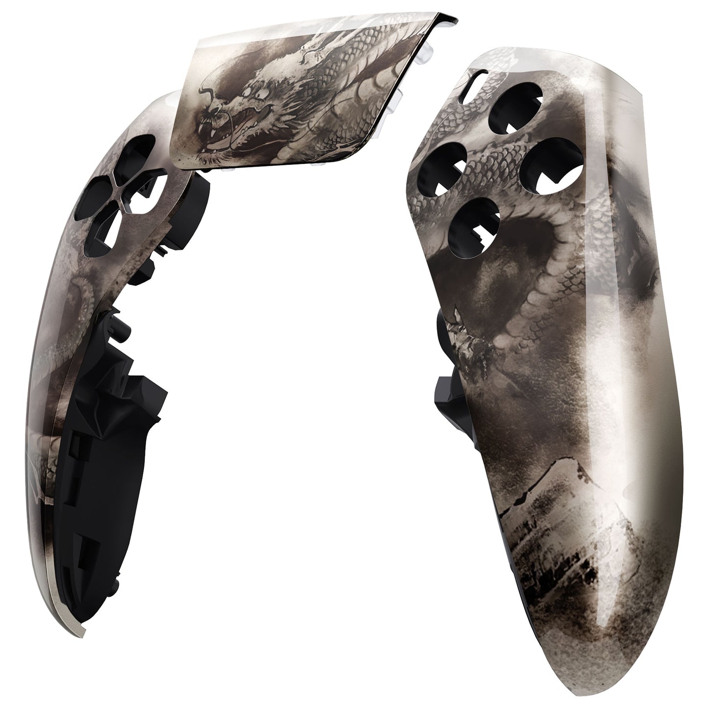 eXtremeRate Replacement Left Right Front Housing Shell with Touchpad Compatible with PS5 Edge Controller - Dragon Scroll