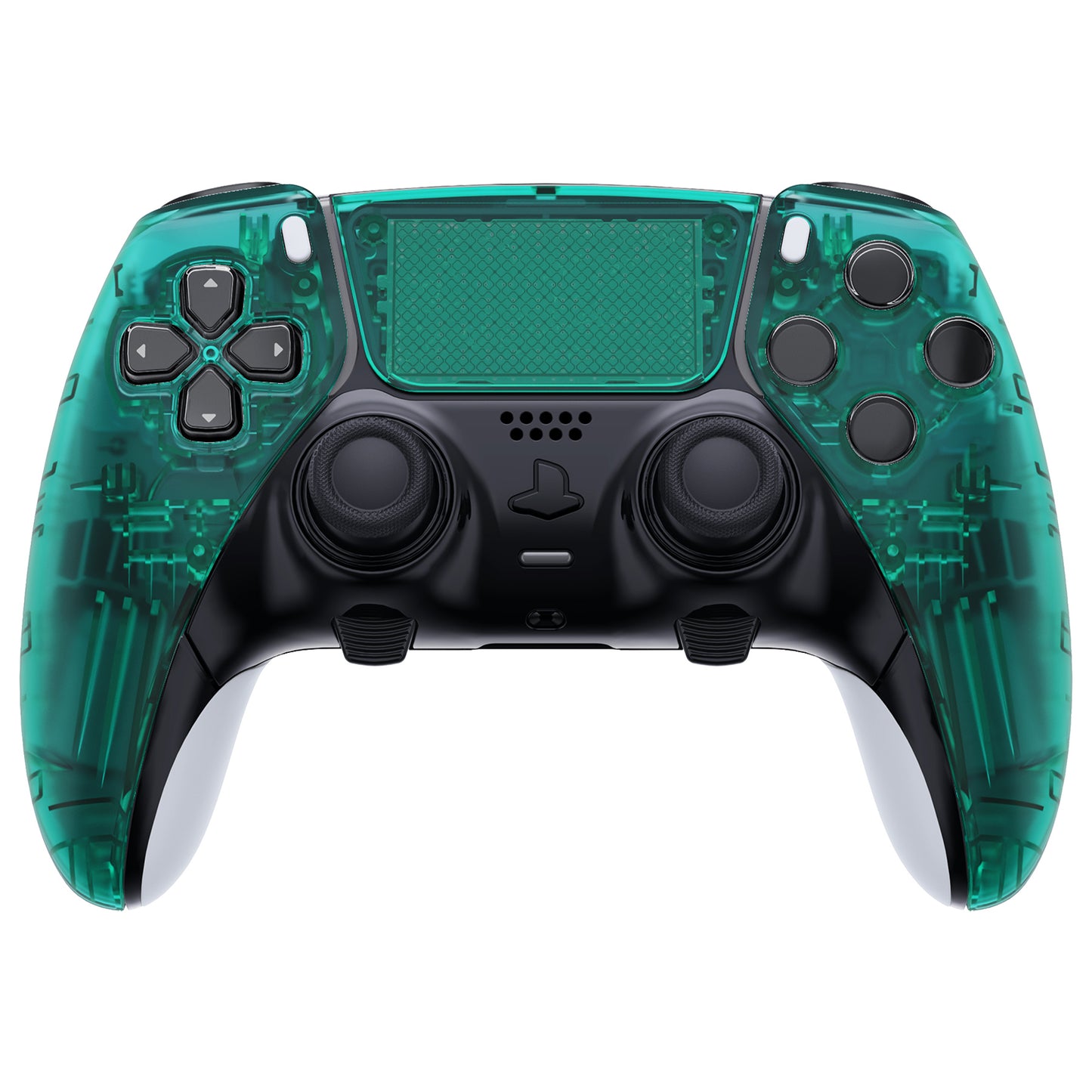 eXtremeRate Replacement Left Right Front Housing Shell with Touchpad Compatible with PS5 Edge Controller - Emerald Green