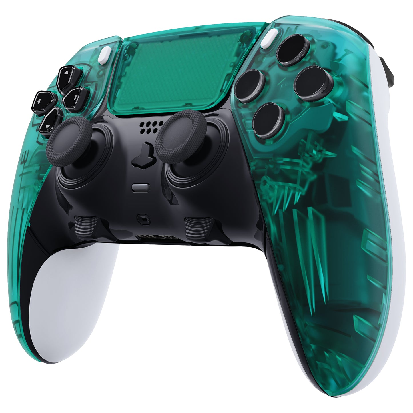 eXtremeRate Replacement Left Right Front Housing Shell with Touchpad Compatible with PS5 Edge Controller - Emerald Green