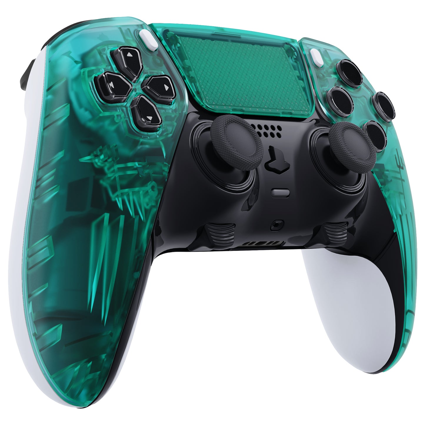 eXtremeRate Replacement Left Right Front Housing Shell with Touchpad Compatible with PS5 Edge Controller - Emerald Green