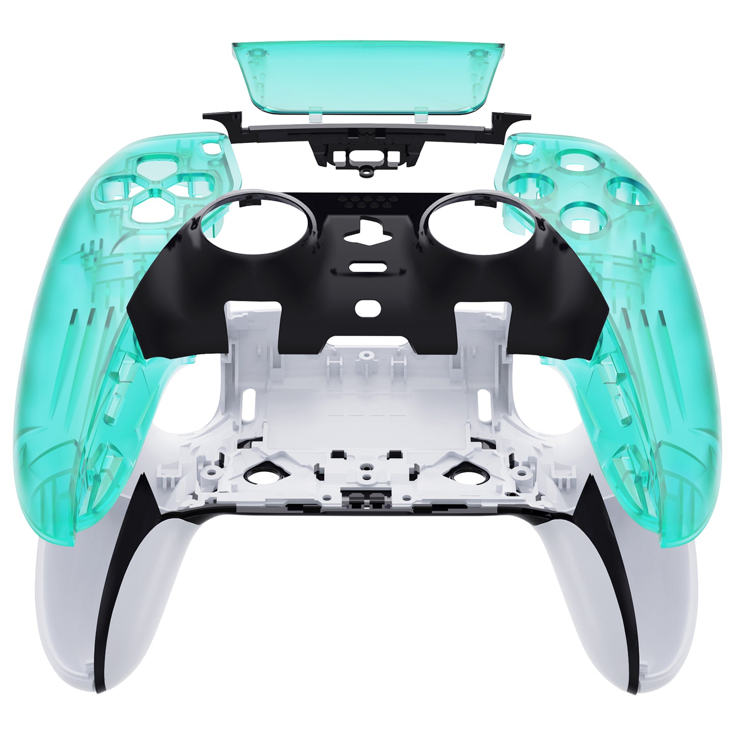 eXtremeRate Replacement Left Right Front Housing Shell with Touchpad Compatible with PS5 Edge Controller - Emerald Green