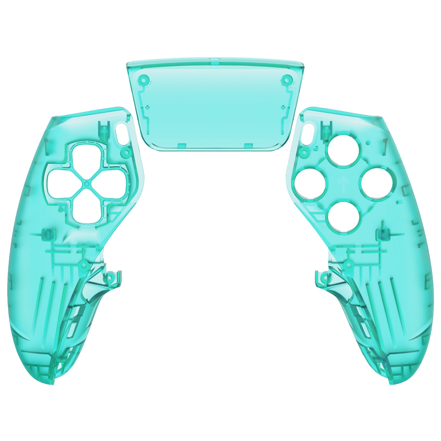 eXtremeRate Replacement Left Right Front Housing Shell with Touchpad Compatible with PS5 Edge Controller - Emerald Green