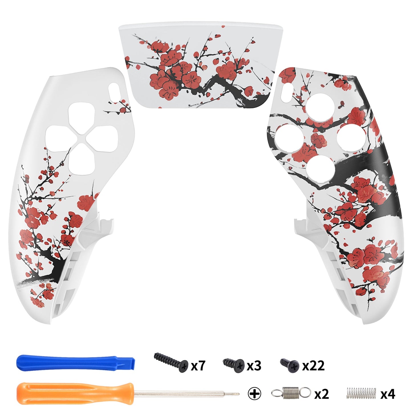 eXtremeRate Replacement Left Right Front Housing Shell with Touchpad Compatible with PS5 Edge Controller - Winter Blossom eXtremeRate
