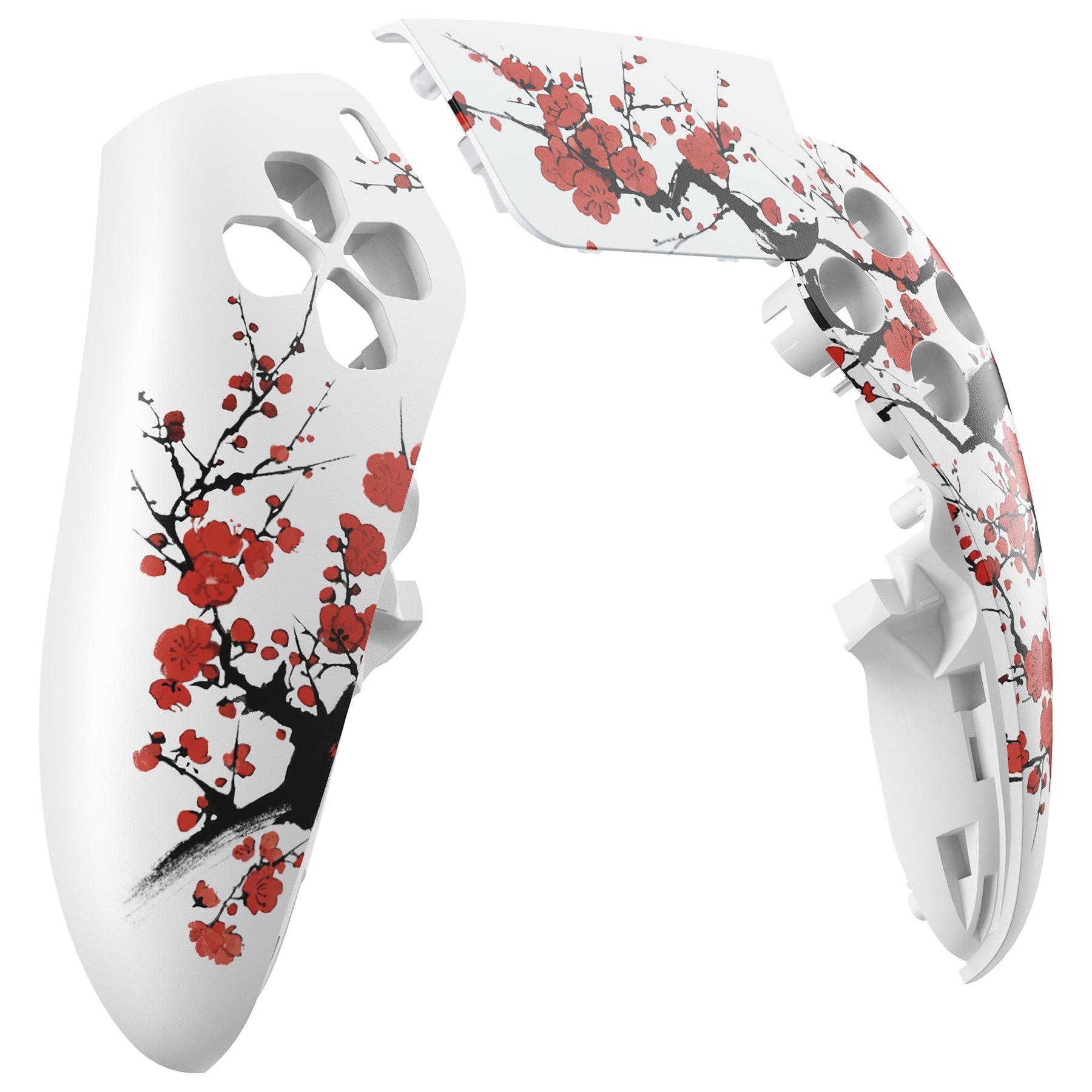 eXtremeRate Replacement Left Right Front Housing Shell with Touchpad Compatible with PS5 Edge Controller - Winter Blossom eXtremeRate