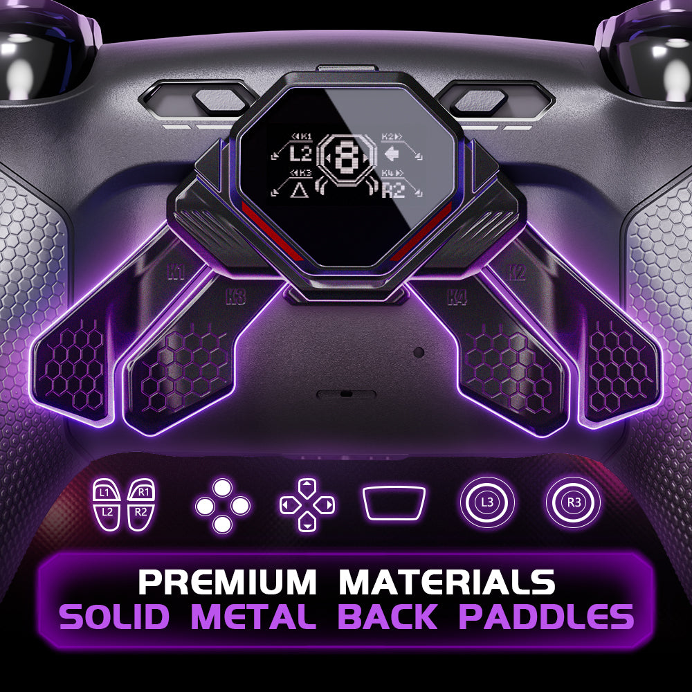 eXtremeRate Redesigned Real Metal Buttons K1 K2 K3 K4 Back Paddles for eXtremeRate RMB Version SPARK Back Paddles Kit, Compatible with PS5 Controller - Metallic Black