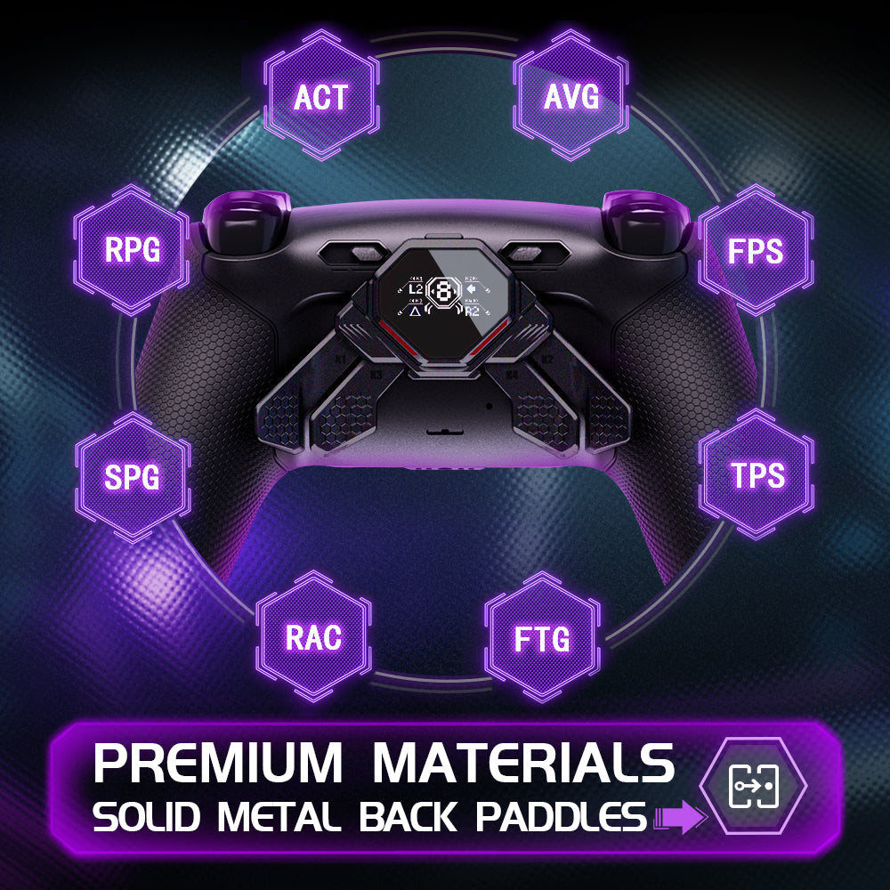 eXtremeRate Redesigned Real Metal Buttons K1 K2 K3 K4 Back Paddles for eXtremeRate RMB Version SPARK Back Paddles Kit, Compatible with PS5 Controller - Metallic Black