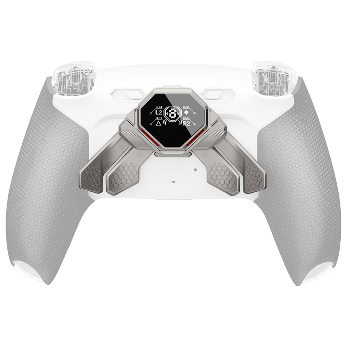 eXtremeRate Redesigned Real Metal Buttons K1 K2 K3 K4 Back Paddles for eXtremeRate RMB Version SPARK Back Paddles Kit, Compatible with PS5 Controller - Metallic Silver