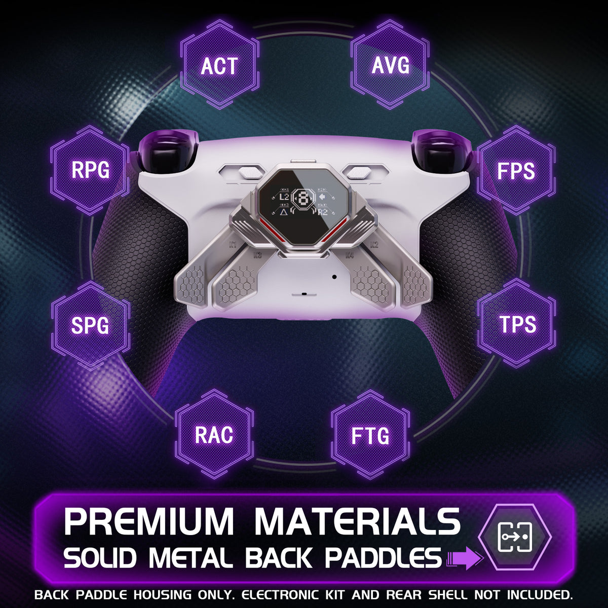 eXtremeRate Redesigned Real Metal Buttons K1 K2 K3 K4 Back Paddles for eXtremeRate RMB Version SPARK Back Paddles Kit, Compatible with PS5 Controller - Metallic Silver