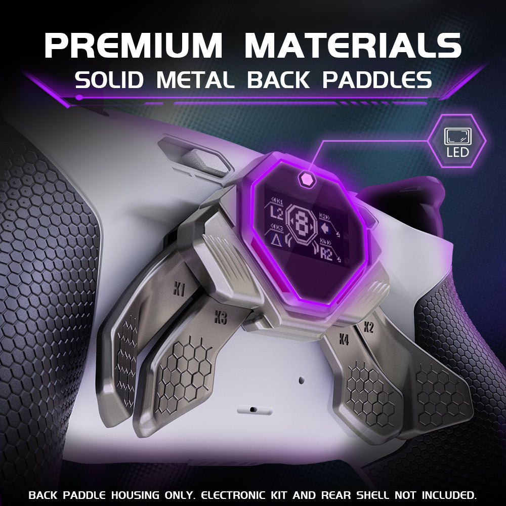 eXtremeRate Redesigned Real Metal Buttons K1 K2 K3 K4 Back Paddles for eXtremeRate RMB Version SPARK Back Paddles Kit, Compatible with PS5 Controller - Metallic Silver