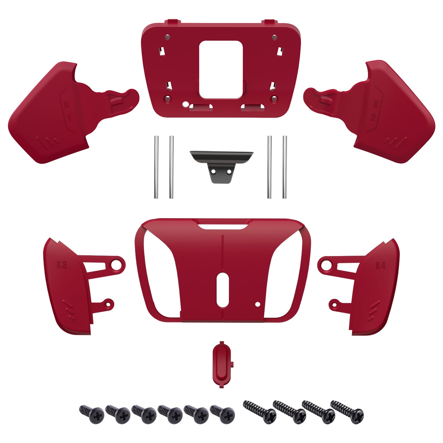 eXtremeRate Replacement Redesigned K1 K2 K3 K4 Back Buttons Housing Shell for eXtremeRate RISE4 Remap Kit, Compatible with PS5 Controller - Volcanic Red