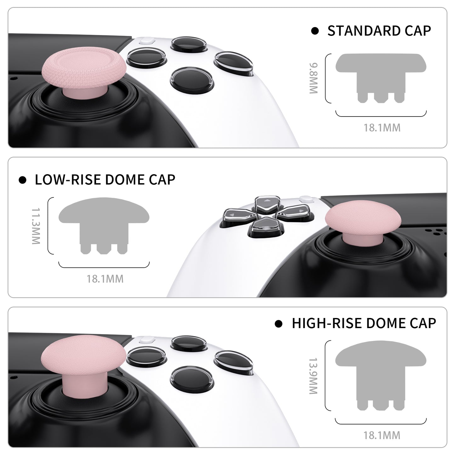 eXtremeRate Replacement Swappable Thumbsticks for PS5 Edge Controller - Cherry Blossoms Pink