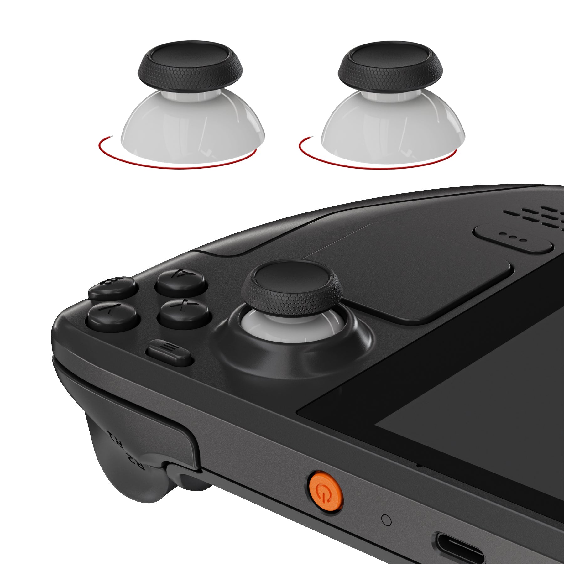 eXtremeRate Replacement Thumbsticks with Original Touch Sensing for Steam Deck LCD & OLED - Black & White eXtremeRate