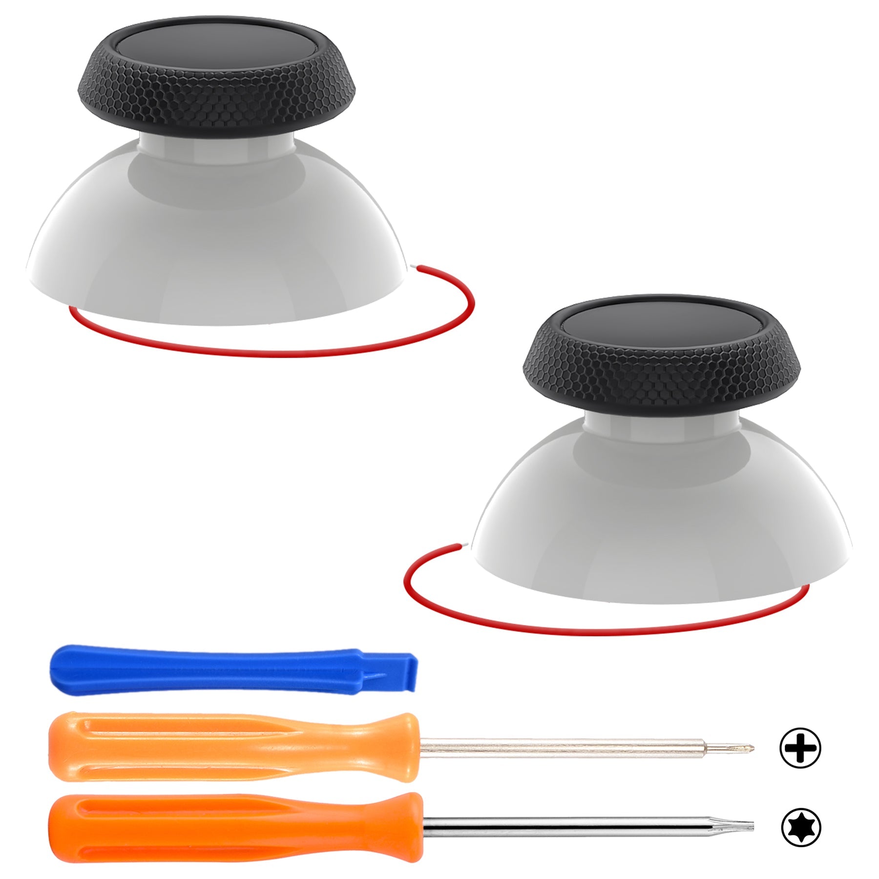 eXtremeRate Replacement Thumbsticks with Original Touch Sensing for Steam Deck LCD & OLED - Black & White eXtremeRate