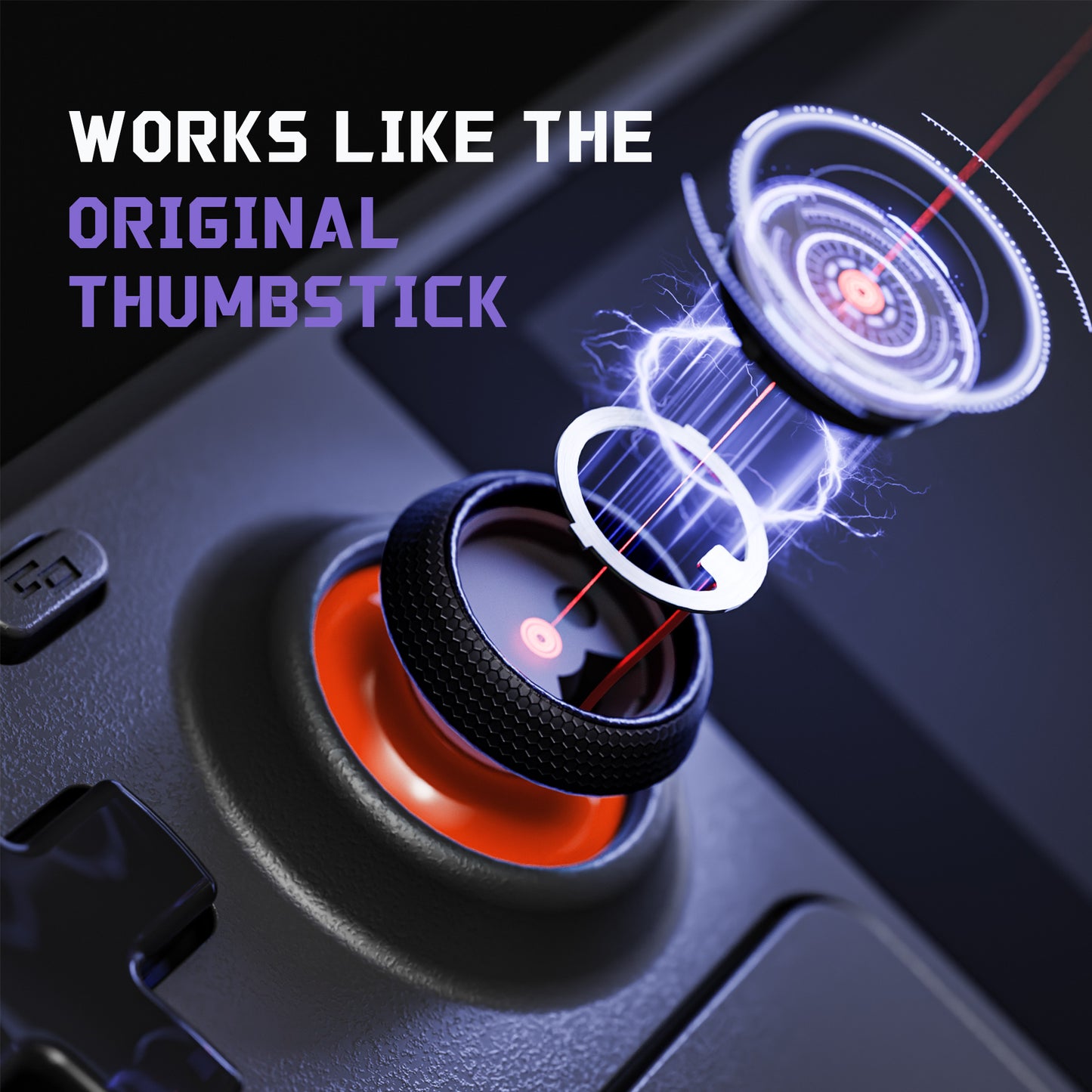 eXtremeRate Replacement Thumbsticks with Original Touch Sensing for Steam Deck LCD & OLED - Orange & Black