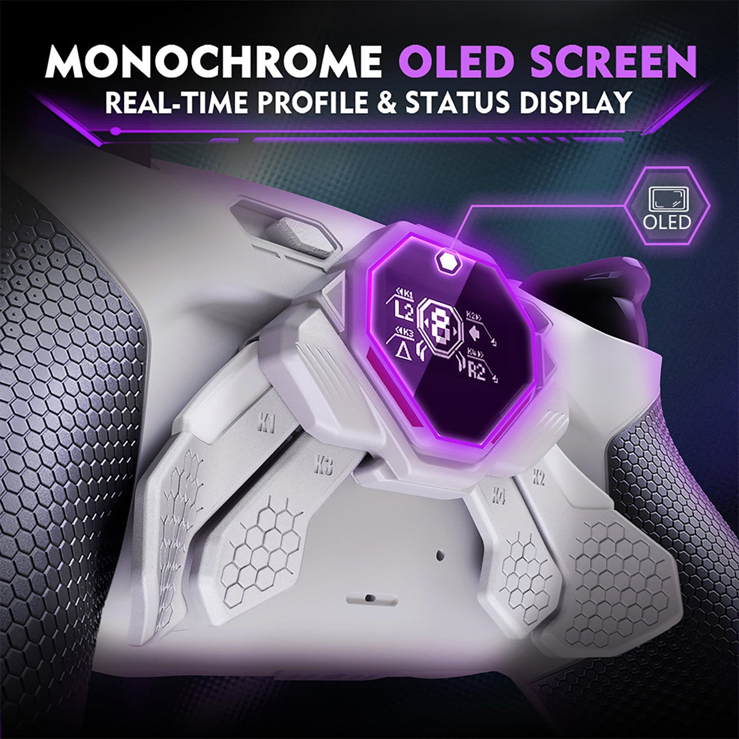 eXtremeRate SPARK Back Paddles Kit with OLED Display & Clicky Trigger Stops & Ergonomic Grips for PS5 Controller BDM-010/020 - Rubberized White & Black