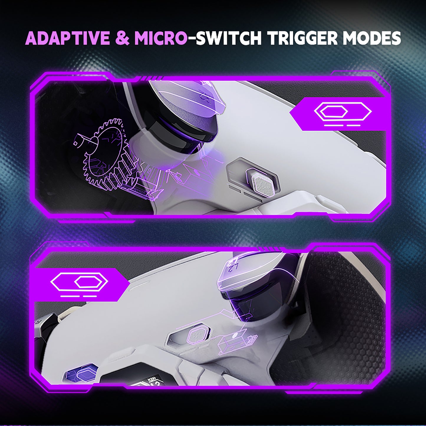 eXtremeRate SPARK Back Paddles Kit with OLED Display & Clicky Trigger Stops & Ergonomic Grips for PS5 Controller BDM-010/020 - Rubberized White & Black